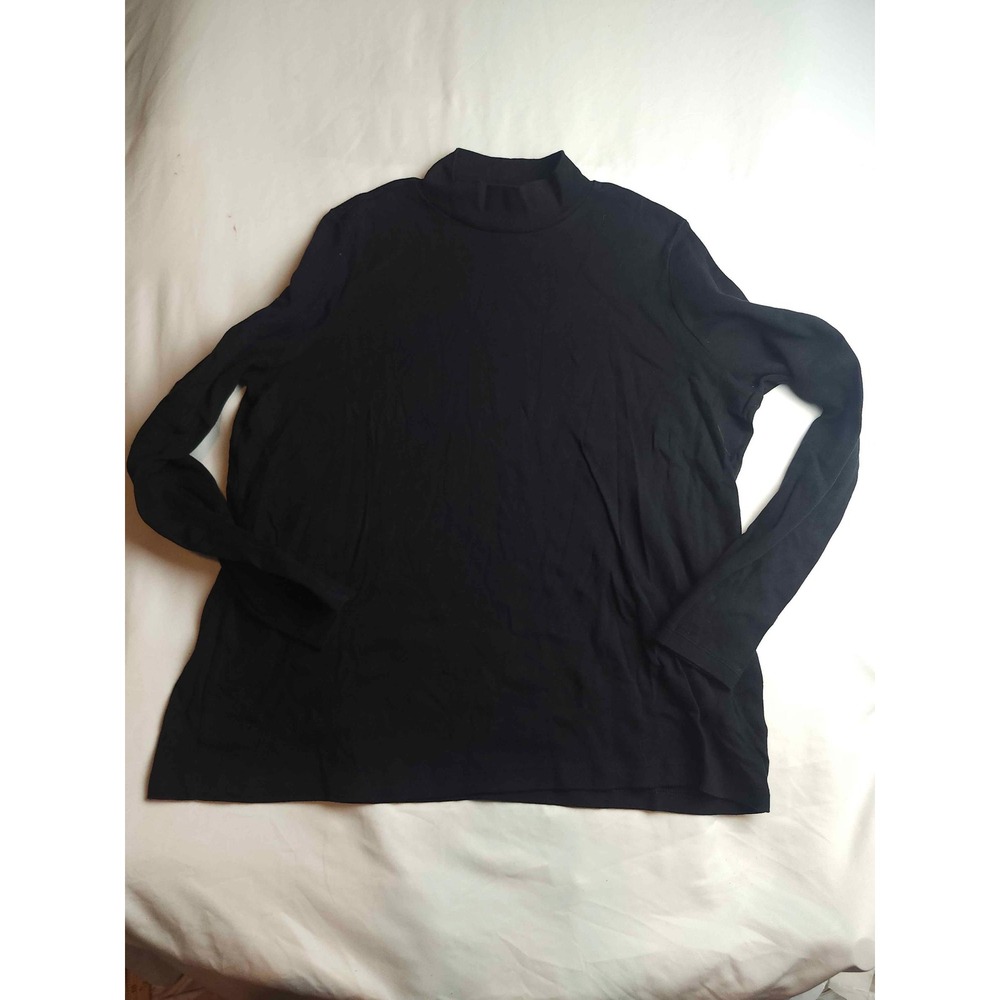 Kim‎ Rogers Black Mock Neck Long Sleeve Top 100% Cotton Perfectly Soft XL